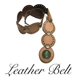 LEATHER Belt With Turquoise Buckle